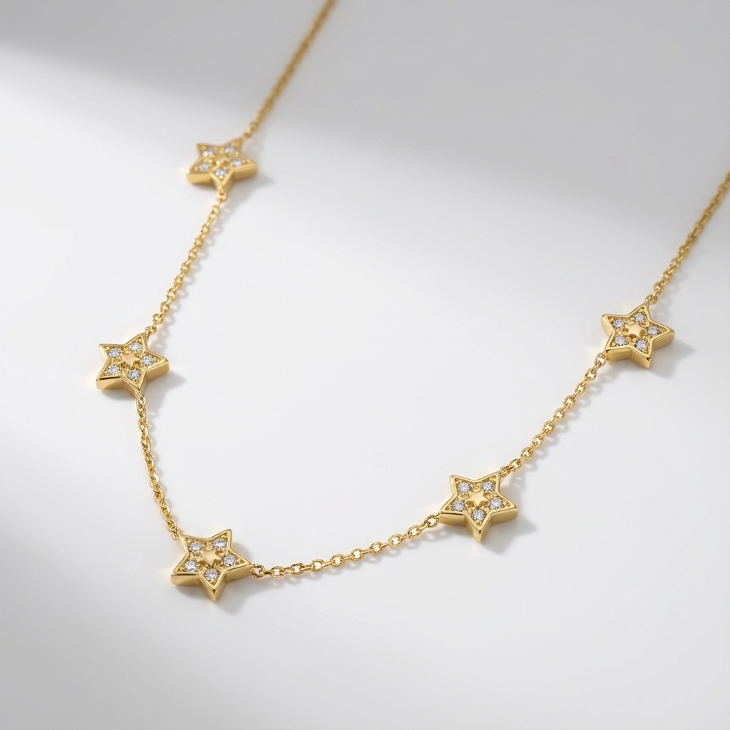 Five Star Zircon 18K Gold Plated Necklace - Premium Jewelry