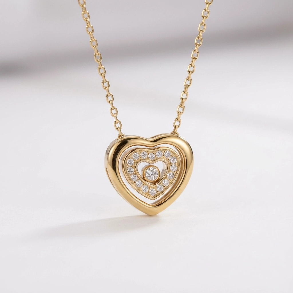 Double Layer Heart Zircon Pendant Necklace - Premium Jewelry