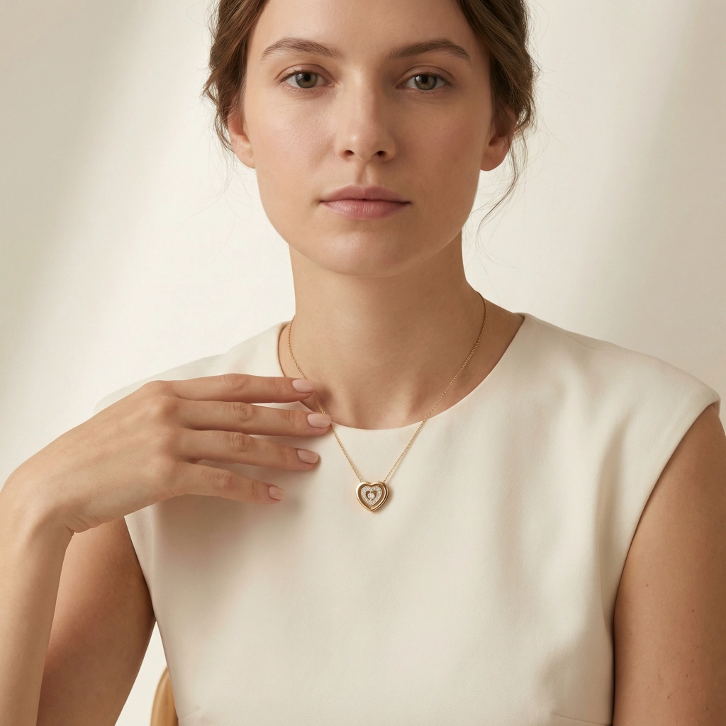 Double Layer Heart Zircon Pendant Necklace - Premium Jewelry