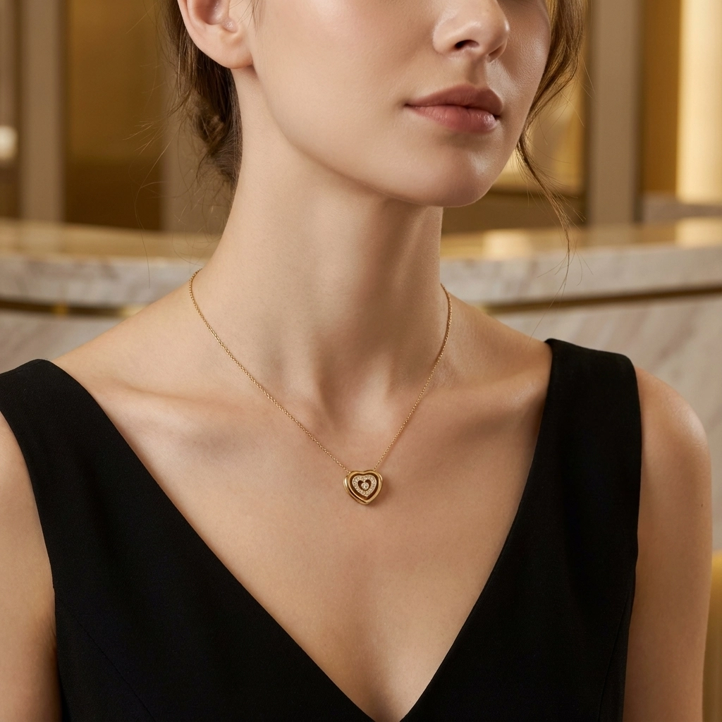 Double Layer Heart Zircon Pendant Necklace - Premium Jewelry