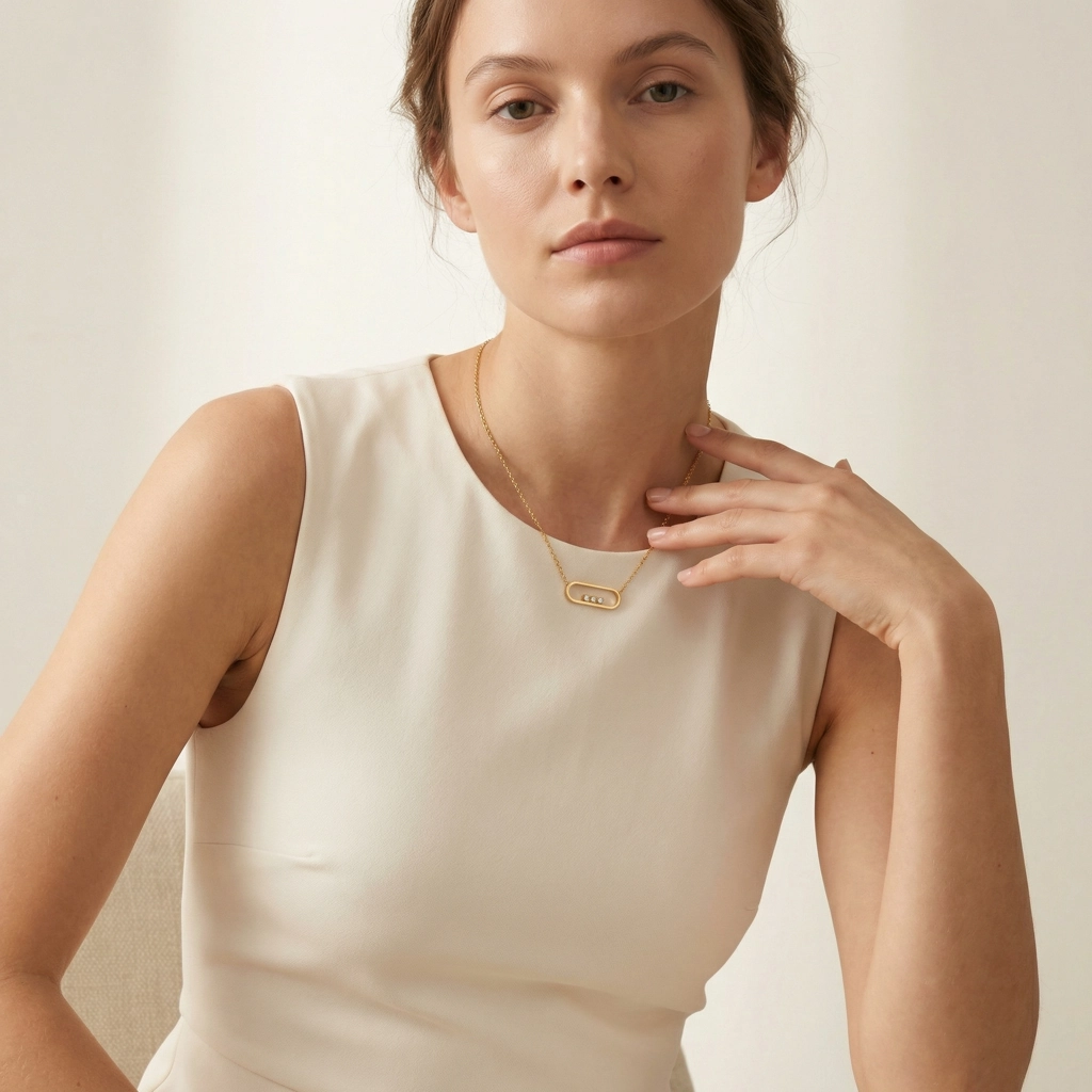 Rectangular Zircon Stainless Steel Pendant Necklace - Premium Jewelry