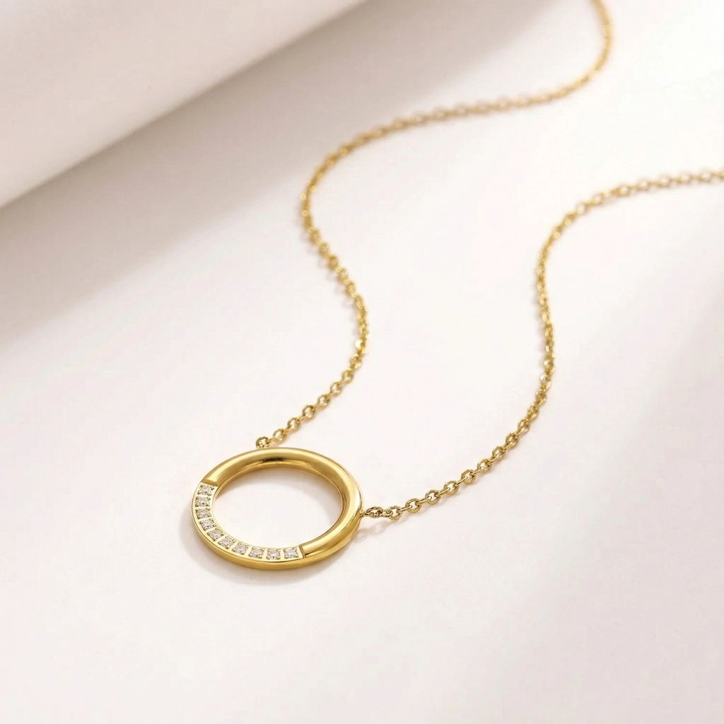 Round Hoop Zircon Pendant Necklace - Premium Jewelry