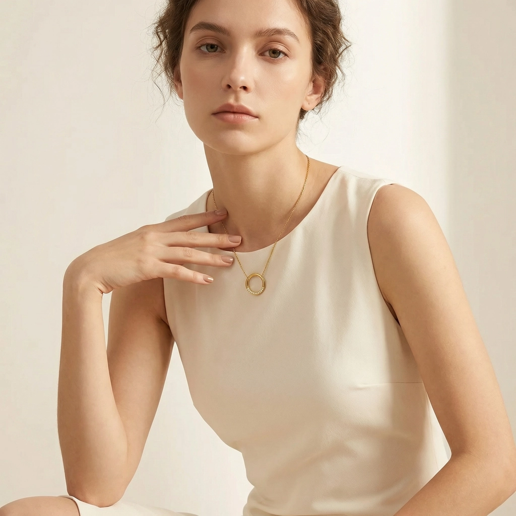 Round Hoop Zircon Pendant Necklace - Premium Jewelry