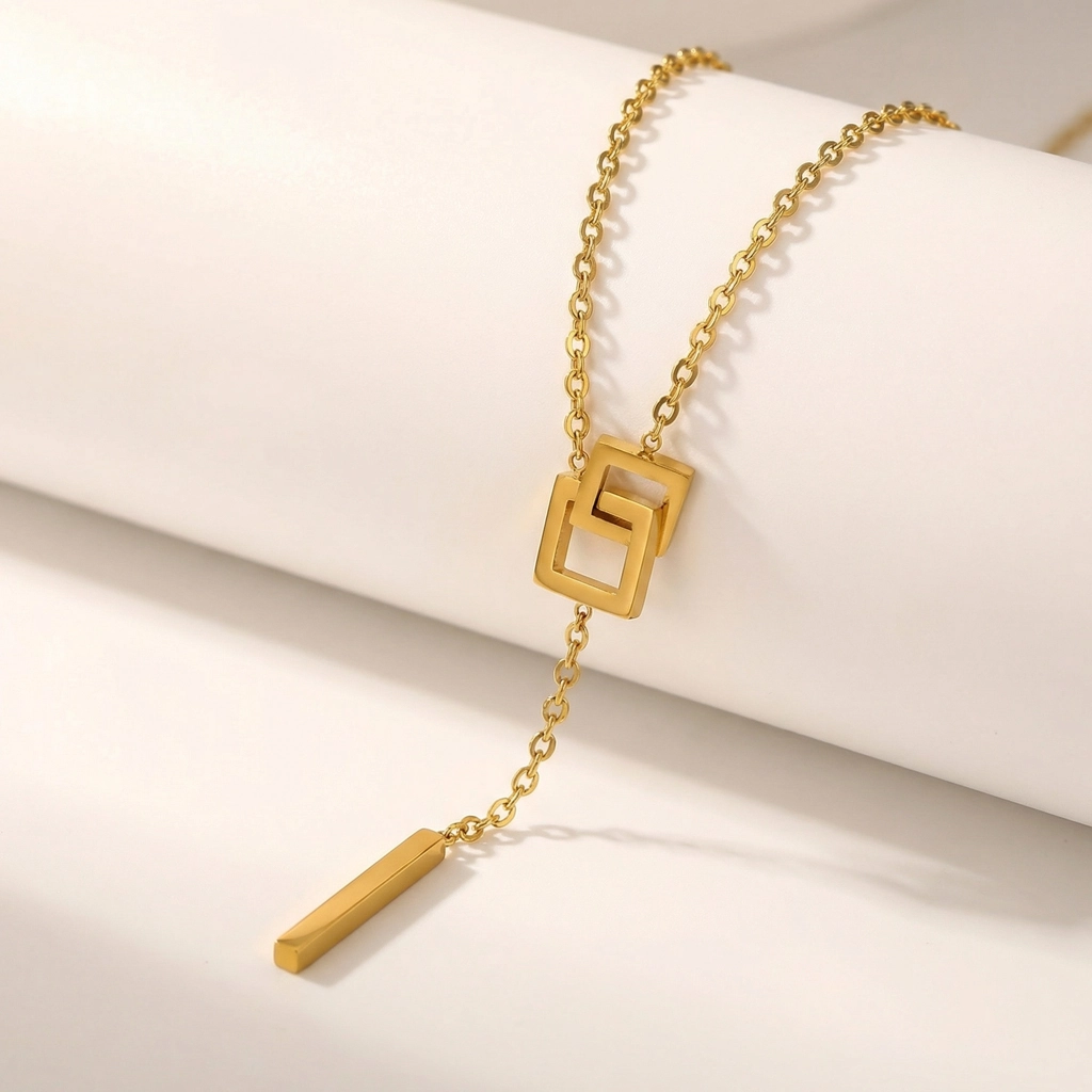 Square Interlocking Pendant Necklace - Premium Jewelry