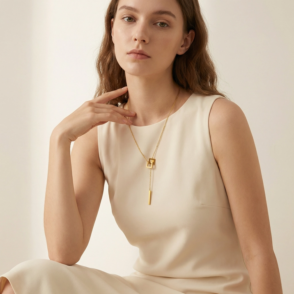 Square Interlocking Pendant Necklace - Premium Jewelry