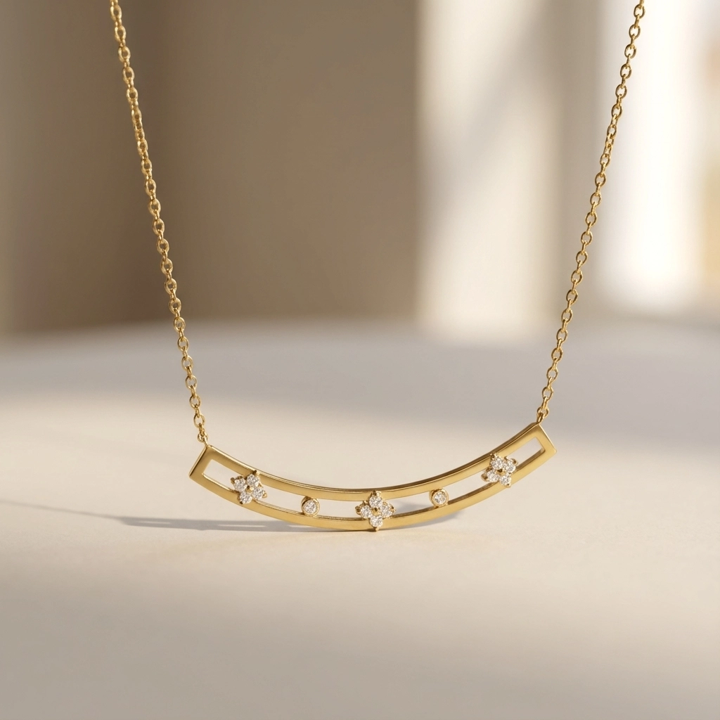 Four Leaf Hollow Zircon Pendant Necklace - Premium Jewelry