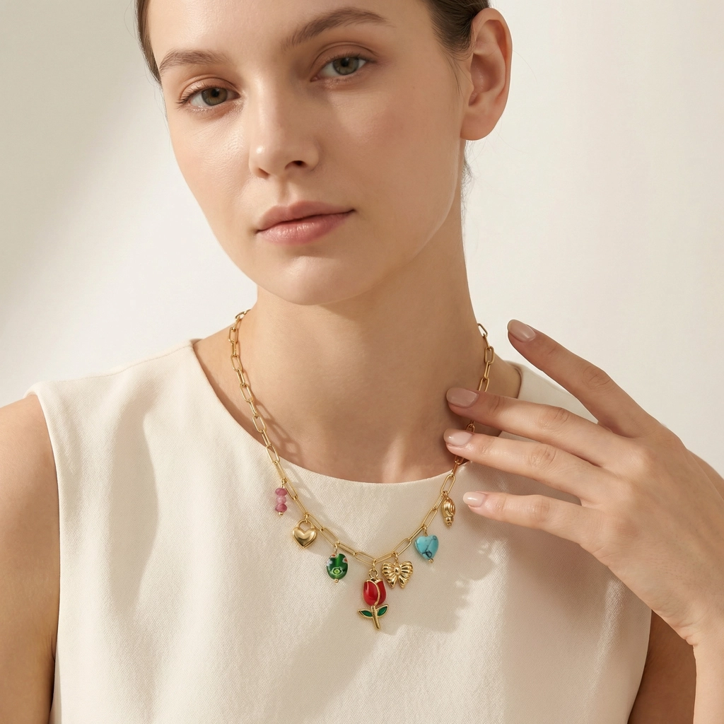 Turquoise Charm Stainless Steel Necklace - Premium Jewelry