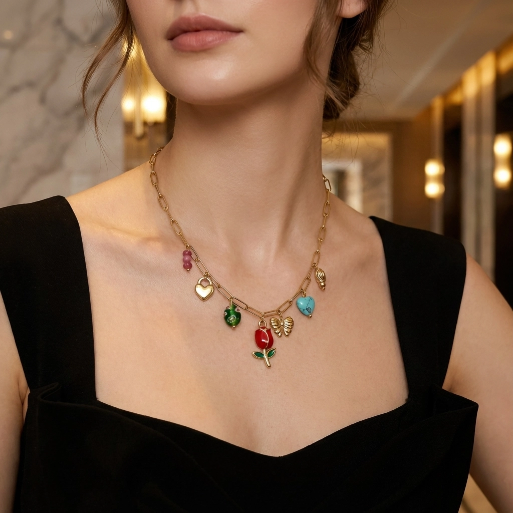 Turquoise Charm Stainless Steel Necklace - Premium Jewelry