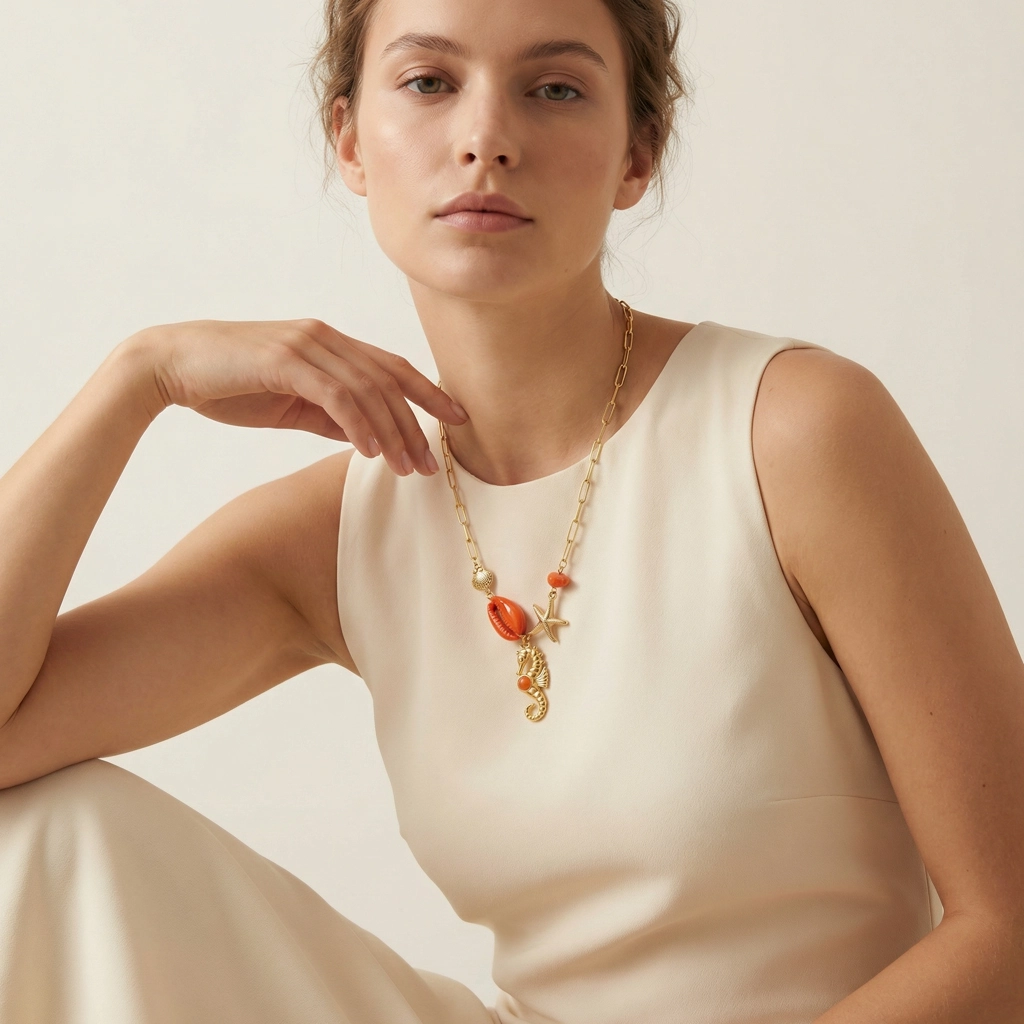 Ocean Charm Stainless Steel Necklace - Premium Jewelry