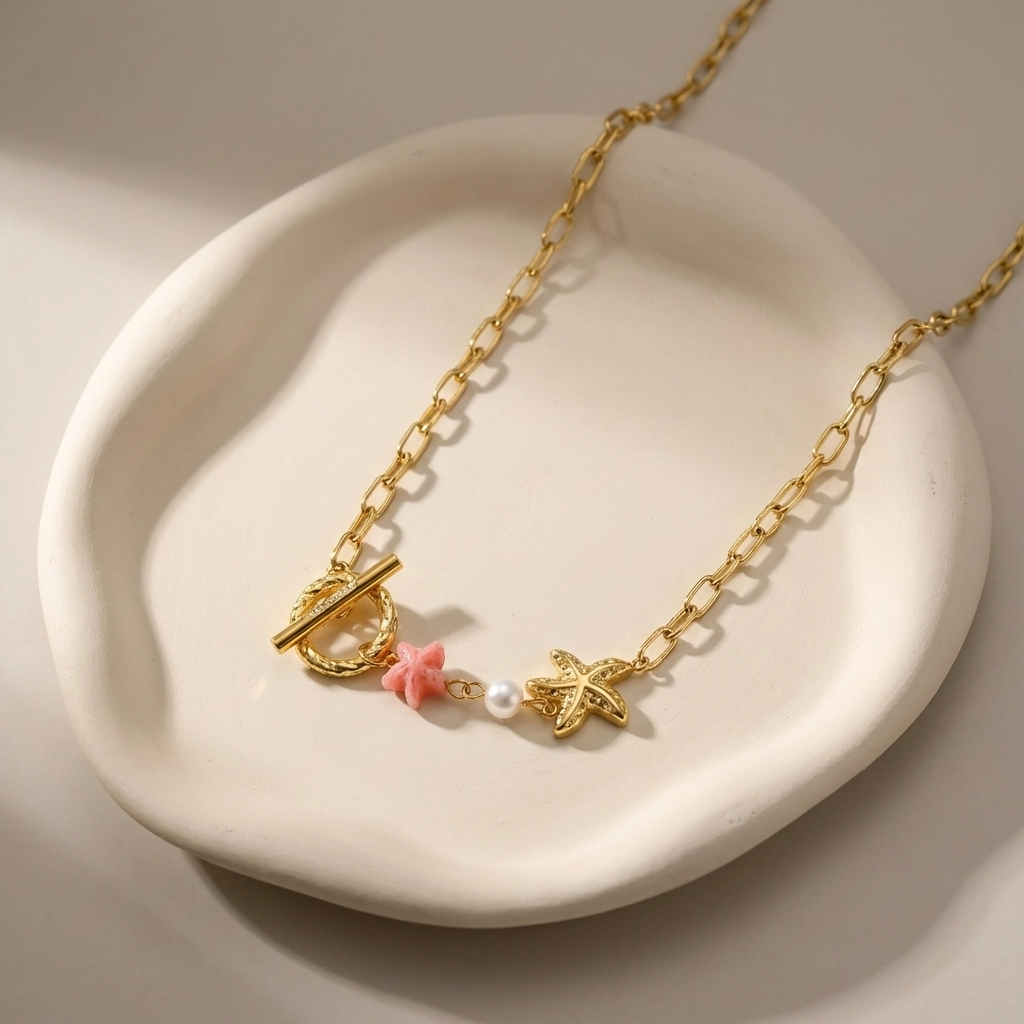 Ocean Shell Charm Stainless Steel Necklace - Premium Jewelry