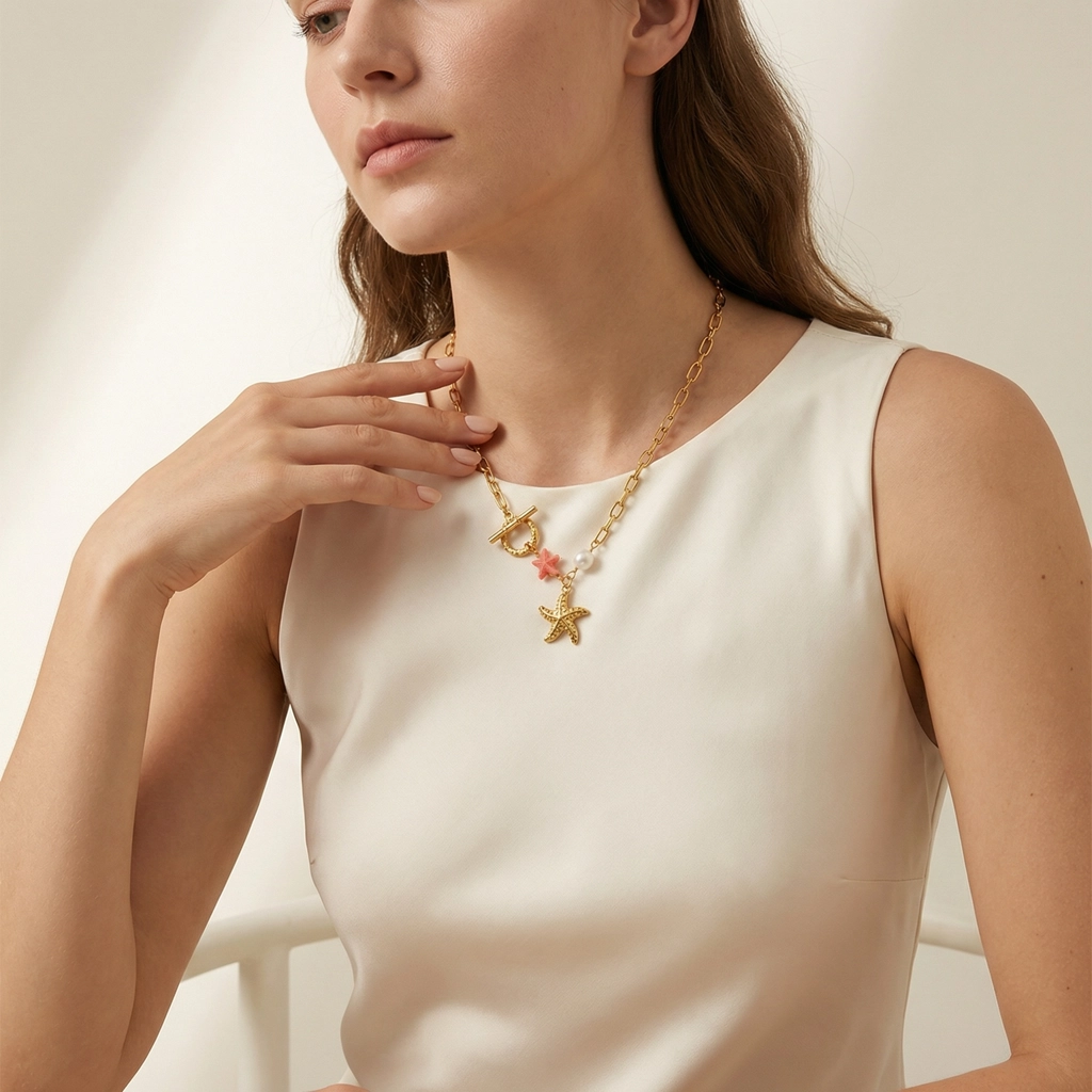 Ocean Shell Charm Stainless Steel Necklace - Premium Jewelry