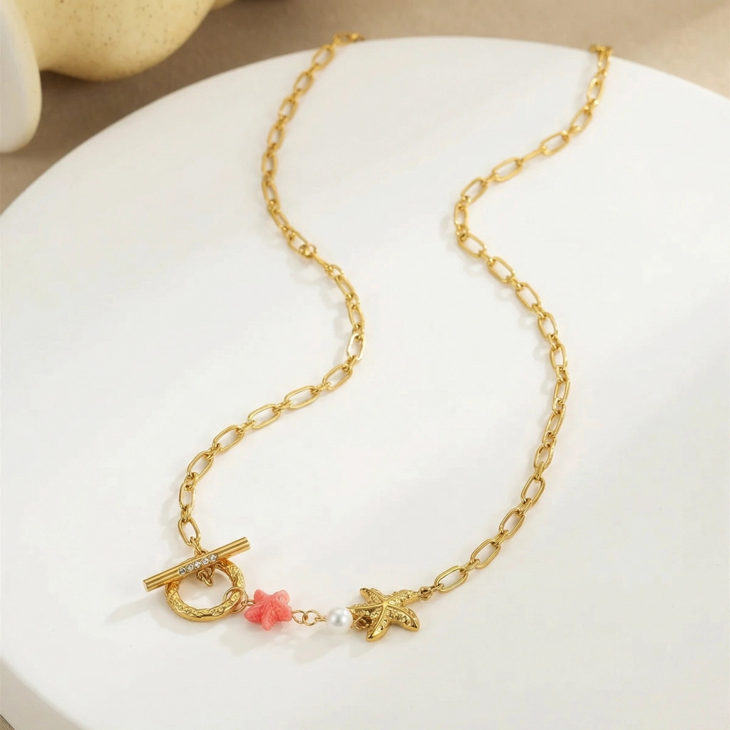 Ocean Shell Charm Stainless Steel Necklace - Premium Jewelry