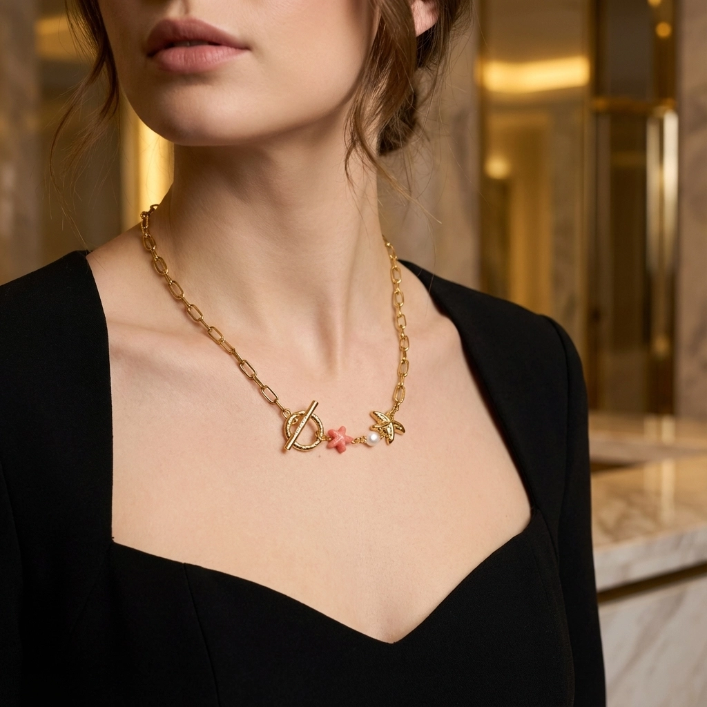 Ocean Shell Charm Stainless Steel Necklace - Premium Jewelry