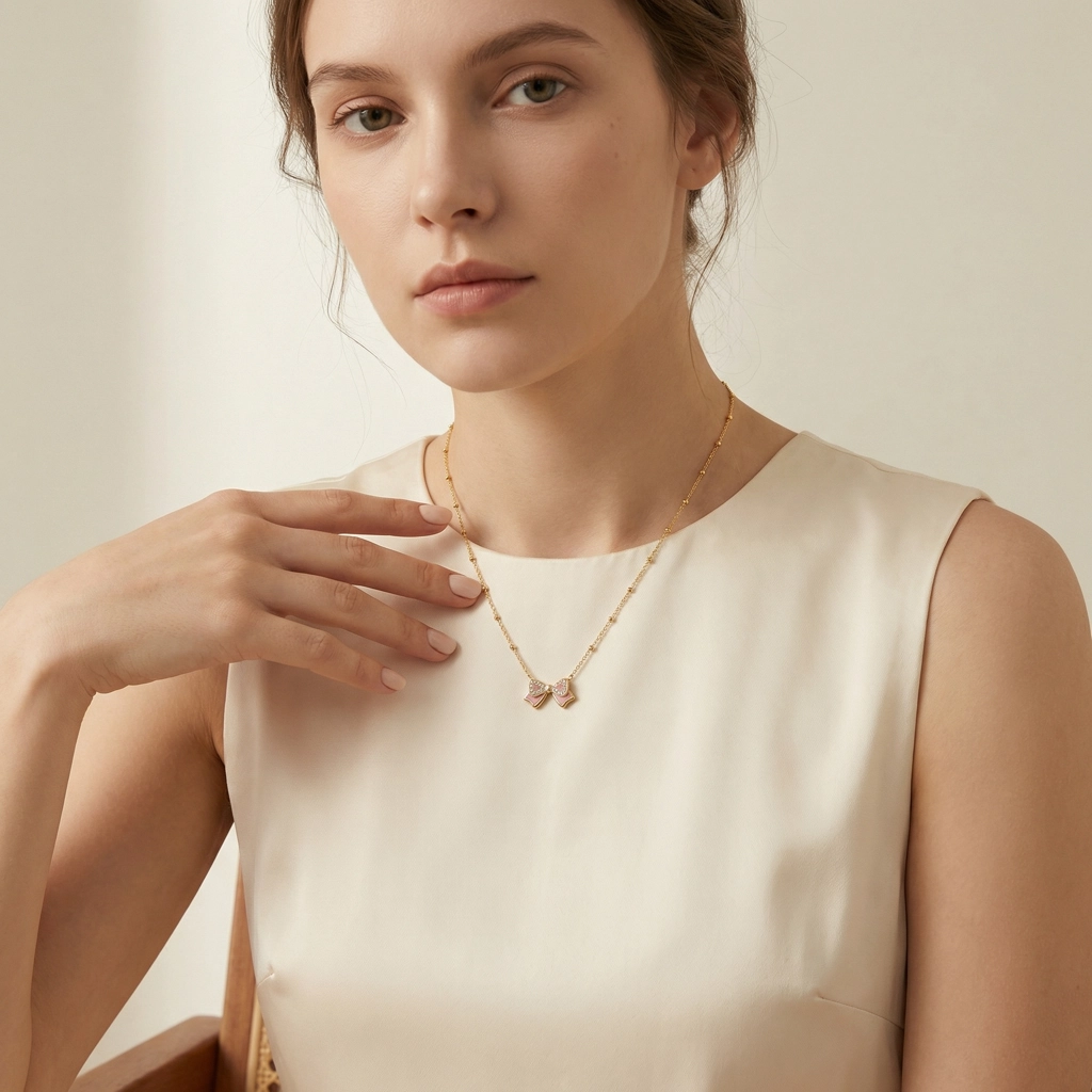 Flower Bow Stainless Steel Necklace - Premium Jewelry