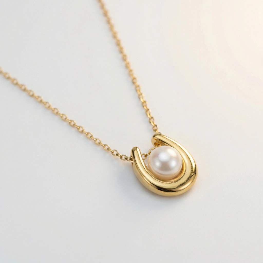 U Shape Pearl 18K Gold Plated Necklace - Premium Jewelry
