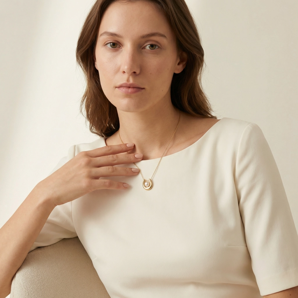 U Shape Pearl 18K Gold Plated Necklace - Premium Jewelry