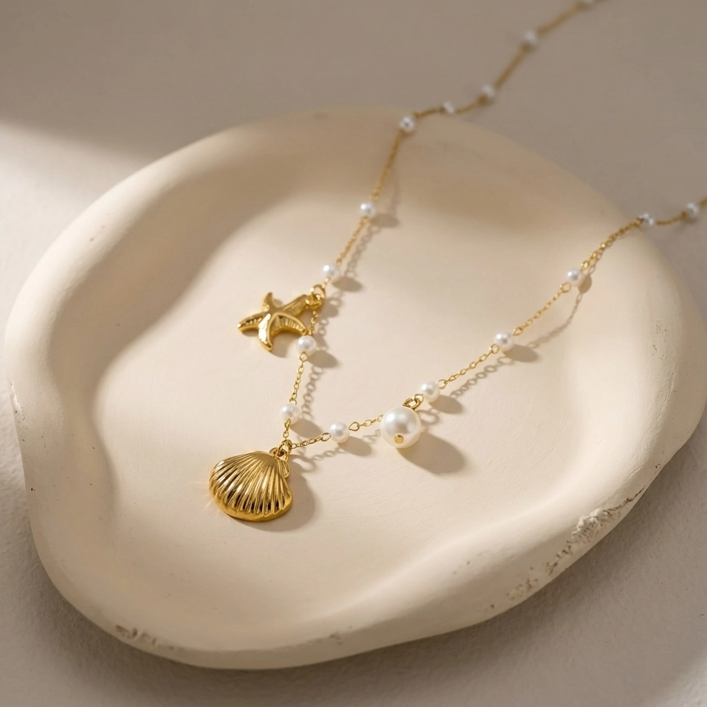 Pearl Shell Charm Necklace - Premium Jewelry