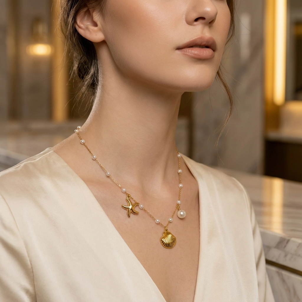 Pearl Shell Charm Necklace - Premium Jewelry