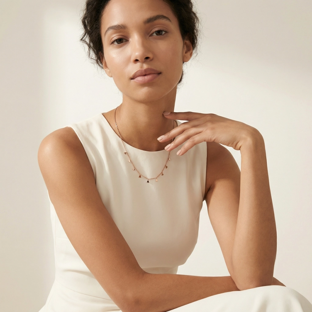 Rose Gold Triangle Pendant Necklace - Premium Jewelry