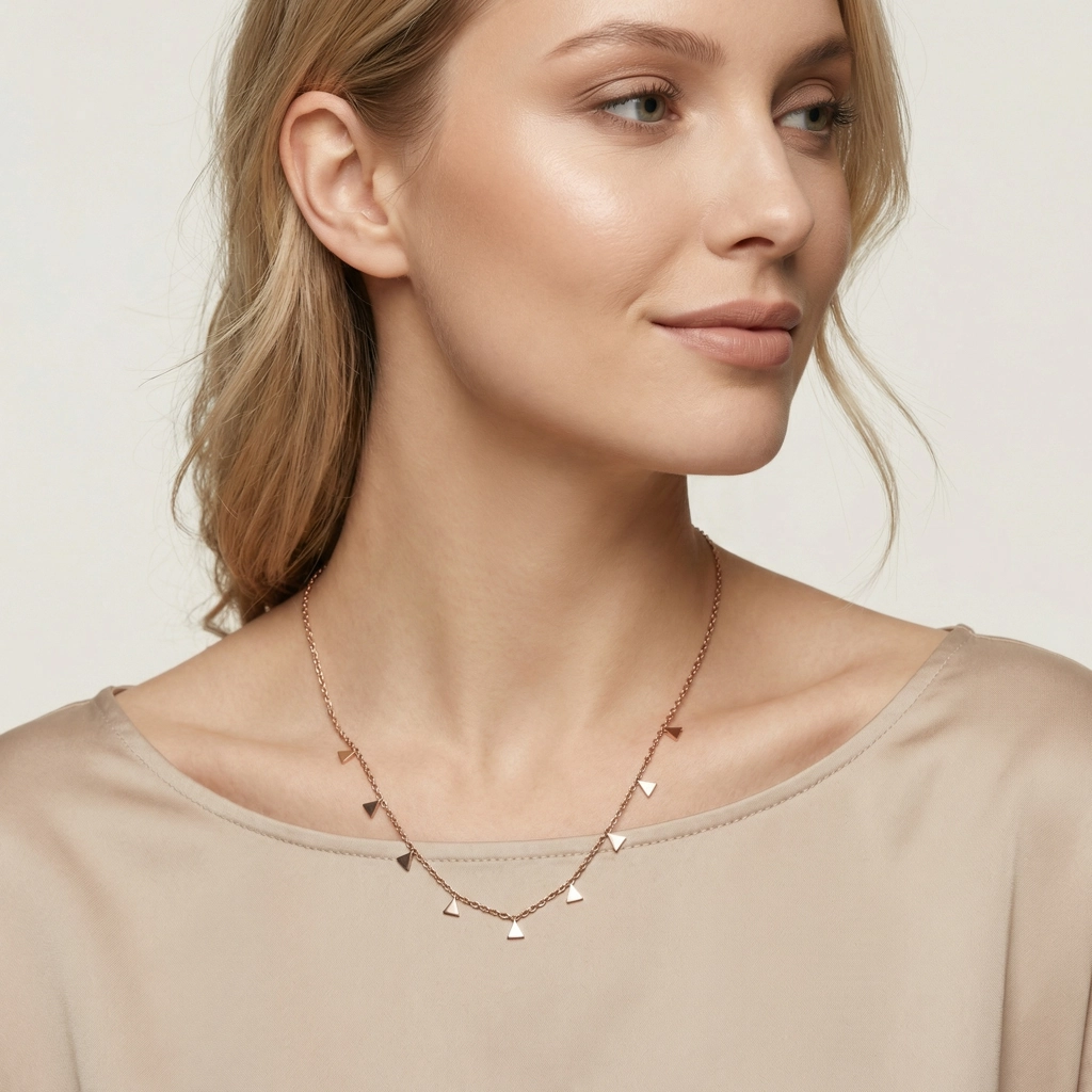 Rose Gold Triangle Pendant Necklace - Premium Jewelry
