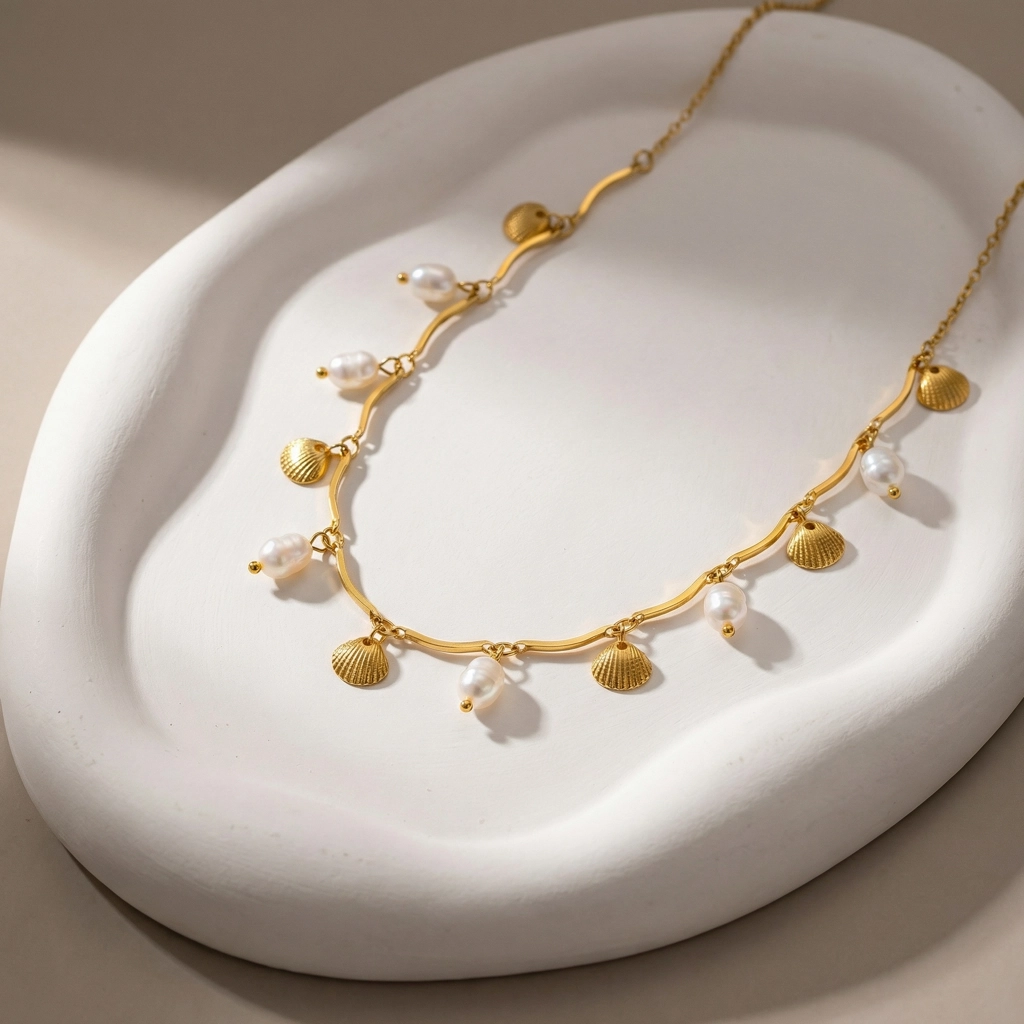 Freshwater Pearl Tassel Choker In Gold-plated Stainless Steel - Standard Jewelry