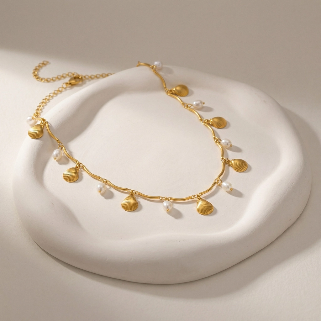 Freshwater Pearl Tassel Choker In Gold-plated Stainless Steel - Standard Jewelry