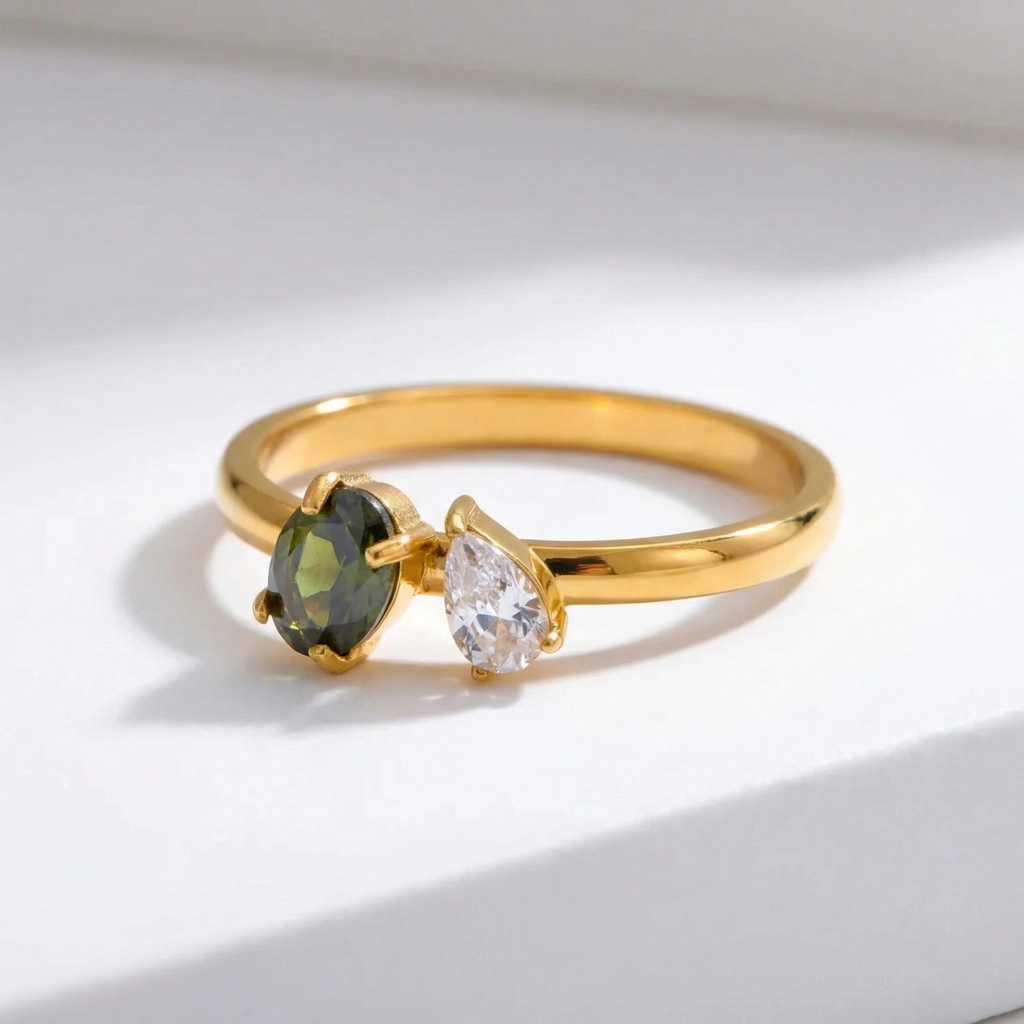 Shiny Zircon Thin Stainless Steel Ring - Premium Jewelry