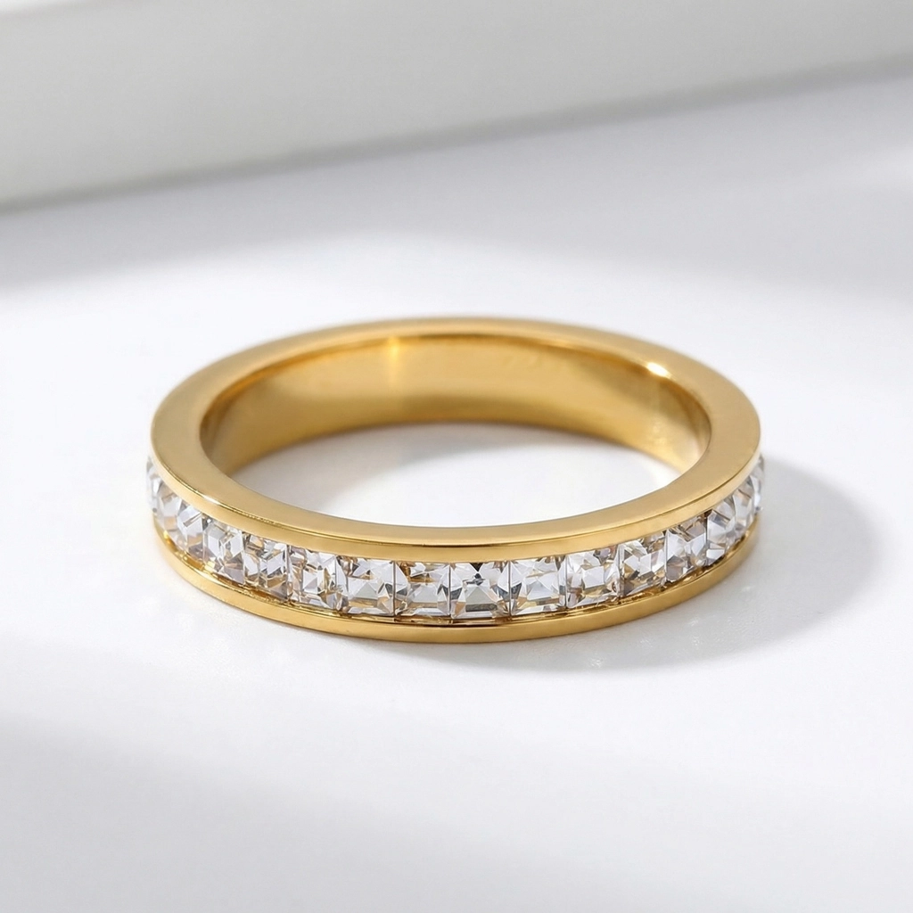 Classic Zircon Crystal Pavé Band Ring - Premium Jewelry