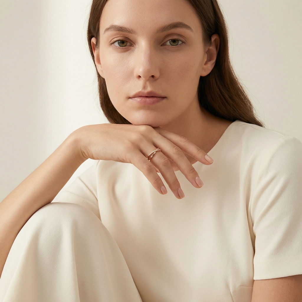 Minimalist X-design 18K Gold-plated Titanium Steel Ring - Rose Gold - Standard Jewelry