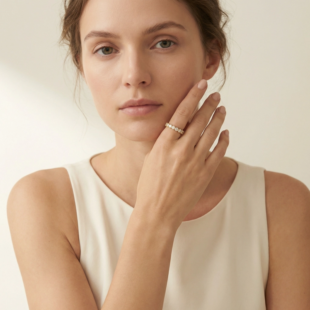 White Zircon Thin Stainless Steel Ring - Premium Jewelry