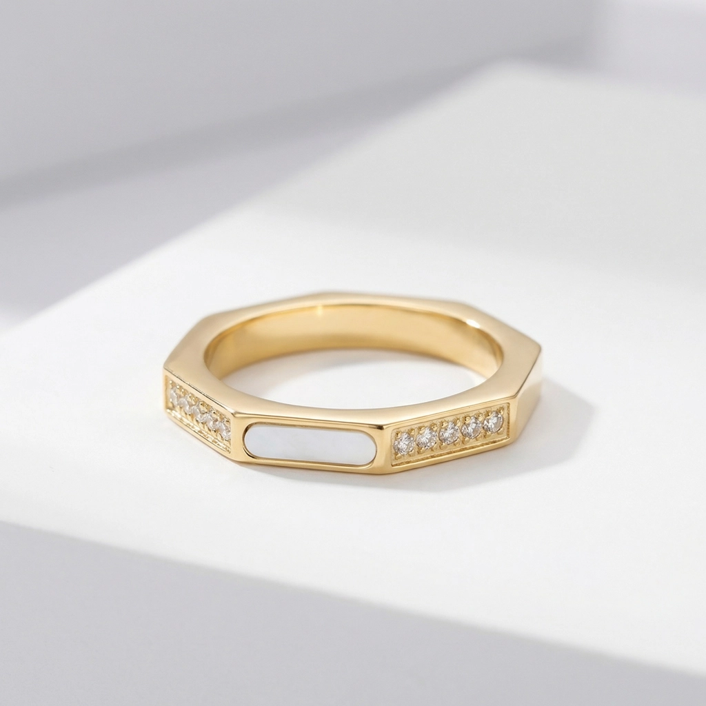 Zircon Inlaid Stainless Steel Ring - Premium Jewelry