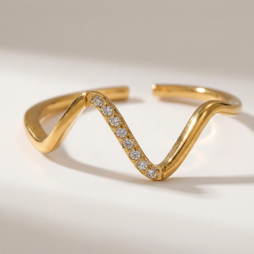 Gold Plated Adjustable Stainless Steel Ring - Premium Jewelry