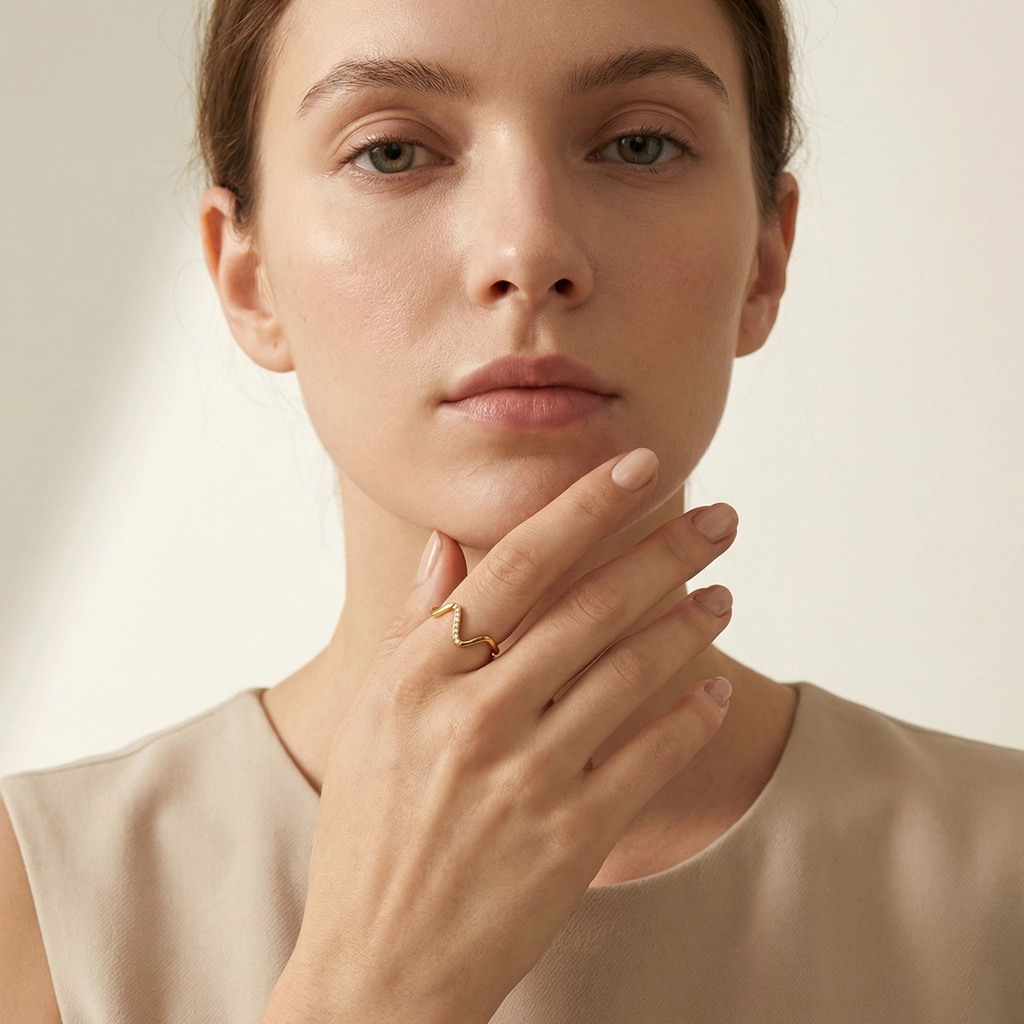 Gold Plated Adjustable Stainless Steel Ring - Premium Jewelry