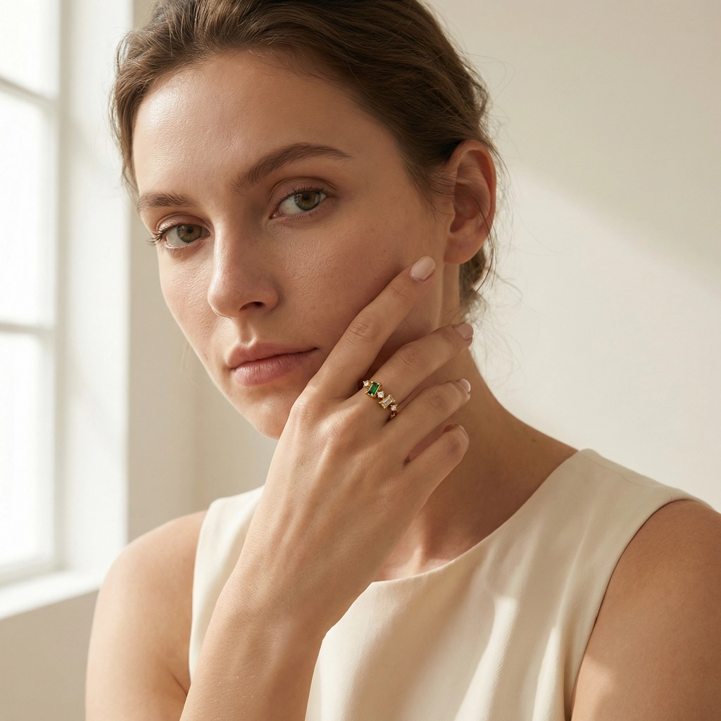 Gold Plated Zircon Stainless Steel Ring - Premium Jewelry