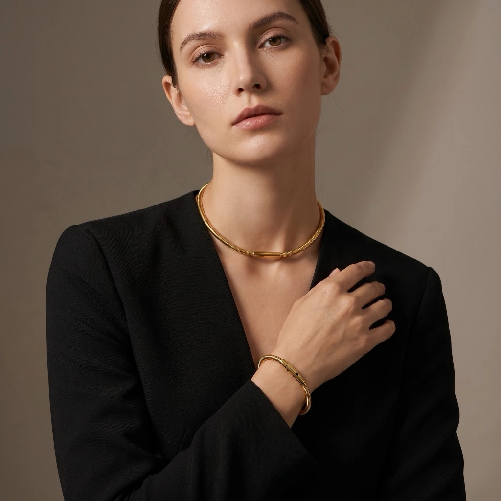 Minimalistic Snake Bone Choker Necklace - Premium Jewelry