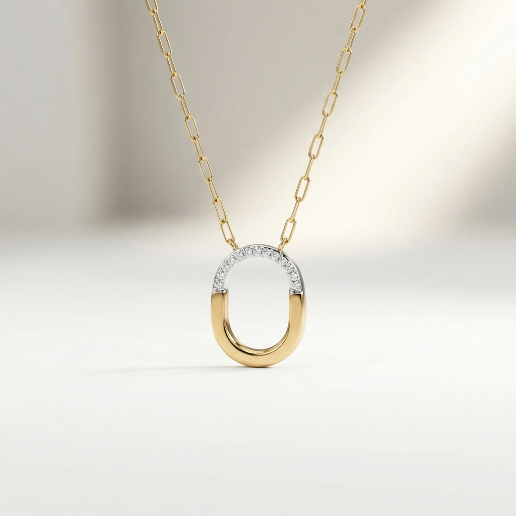 Oval Chain Zircon Lock Pendant Necklace - Premium Jewelry