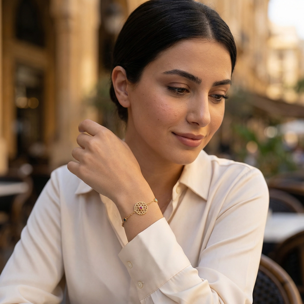 Arabesque Rosette Zircon Bracelet - Premium Jewelry
