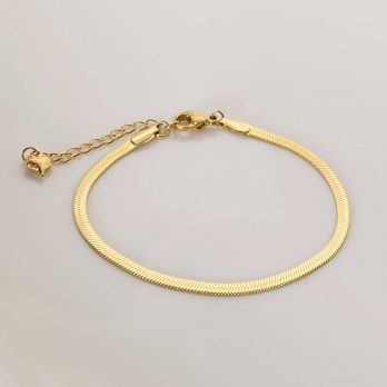 18k Gold Plated Stainless Steel Herringbone Chain Bracelet